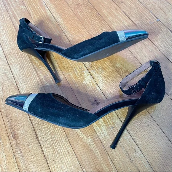 Jeffrey Campbell Koons Black Suede & Metal Ankle Strap Heels Women’s Size 8.5 - Picture 3 of 12